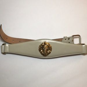 Anne Klein | Vintage Leather Belt Gold Lion Head